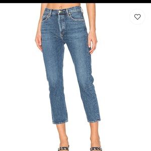 AGOLDE Riley high rise straight leg crop in Air blue